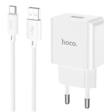 Мережевий зарядний пристрій Hoco C106A (1USB, 2.1А) White (C106ACW) + кабель Type-C