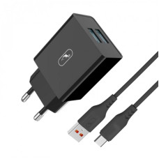 Зарядное устройство SkyDolphin SC30V (2USB, 2.1A) Black (MZP-000172) + кабель microUSB