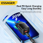 Мережевий зарядний пристрій Essager Camber 20W USB A + Type C Black (ECTAC-HMB01-P)