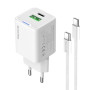 Мережевий зарядний пристрій ColorWay GaN Mini 30W PD Port PPS USB (Type-C PD + USB QC4.0) White (CW-CHS053PDC-WT) + кабель USB Type-C