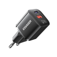 Мережевий зарядний пристрій Essager Camber 20W USB A + Type C Black (ECTAC-HMB01-P)