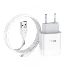 Зарядное устройство Hoco C72A Glorious (1USB, 2.1А) White (6931474712998) + кабель Lightning