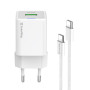 Мережевий зарядний пристрій ColorWay GaN Mini 30W PD Port PPS USB (Type-C PD + USB QC4.0) White (CW-CHS053PDC-WT) + кабель USB Type-C