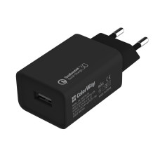 Сетевое зарядное устройство ColorWay (1USBx3A) QC3.0 Black (CW-CHS013QCL-BK) + кабель Lightning