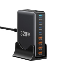 Мережевий зарядний пристрій Essager Engine 320W 4xUSB-C+4xUSB-A Black (EZC320W-QJB0G-Z)