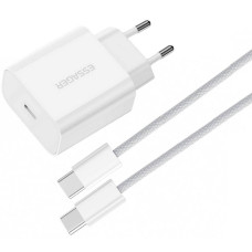 Мережевий зарядний пристрій Essager Vanjane 20W USB-C White (EFJB02-JSTT2-T) + кабель USB Type-C
