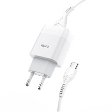 Зарядное устройство Hoco C72A Glorious (1USB, 2.1А) White (6931474713018) + кабель Type-C