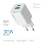 Мережевий зарядний пристрій ColorWay GaN Mini 20W PD Port PPS USB (Type-C PD + USB QC4.0) White (CW-CHS062PD-WT)