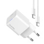Мережевий зарядний пристрій ColorWay GaN Mini 30W PD Port PPS USB-C White (CW-CHS054PDC-WT) + кабель USB Type-C