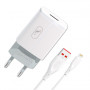 Мережевий зарядний пристрій SkyDolphin SC06L (1USBx2.4A) White (MZP-000178) + кабель Lightning