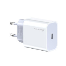 Сетевое зарядное устройство Grand-X (1xUSB-C 20W) QC4.0, PD 3.0, FCP, AFC White (CH-770)