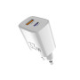 Мережевий зарядний пристрій Sigma mobile X-power 33W GaN, PD, QC (1xUSB-C + 1xUSB-A) White (PS33-01)