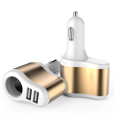 Автомобильное зарядное устройство XoKo CC-303 (2USB, 2.1А) Gold/White (CC-303-GDWH) + авто разветветиль