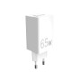Мережевий зарядний пристрій Sigma mobile X-power 65W GaN, PD, QC (2xUSB-C + 1xUSB-A) White (PS65-01)