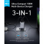 Мережевий зарядний пристрій Anker PowerPort GaNPrime 100W 2xUSB Type-C, USB Type-A Silver (A2688341)