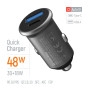 Автомобільний зарядний пристрій ColorWay 2USB (Type-C PD30W + USB QC3.0 18W) 48W Gray (CW-CHA065PD-GR)