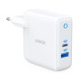 Мережевий зарядний пристрій Anker PowerPort+ Atom III White, 45W USB Type-C + 15 W USB (A2322G21)