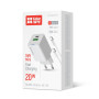 Мережевий зарядний пристрій ColorWay GaN Mini 20W PD Port PPS USB (Type-C PD + USB QC4.0) White (CW-CHS062PDC-WT) + кабель Type-C