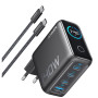 Мережевий зарядний пристрій Anker Laptop GaN Charger Black, 140W 3xUSB-C 1xUSB-A Display (B2697GZ1) + кабель USB Type-C
