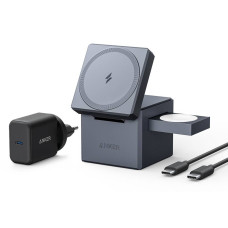 Бездротовий зарядний пристрій Anker MagGo Wireless Charging Station 15W 3-in-1 Cube Black (Y1811G11)