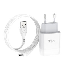 Зарядное устройство Hoco C73A Glorious (2USB, 2.4А) White (6931474713070) + кабель Type-C