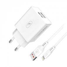 Зарядное устройство SkyDolphin SC30L (2USB, 2.1A) White (MZP-000112) + кабель Lightning