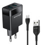 Сетевое зарядное устройство Grand-X (2xUSB 2.4А) Black (CH-50T) + кабель USB-C