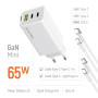 Мережевий зарядний пристрій ColorWay GaN Mini 65W PD Port PPS USB (USB-2C1A) White (CW-CHS058PDCL-WT) + кабель Type-C&Lightning
