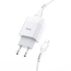 Зарядное устройство Hoco C73A Glorious (2USB, 2.4А) White (6931474713056) + кабель Lightning