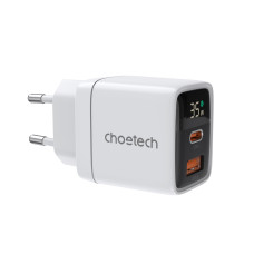 Мережевий зарядний пристрій Choetech (USB-C+USB-A) White (PD6052-EU-WH)
