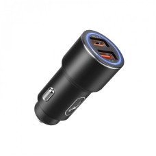 Автомобильное зарядное устройство SkyDolphin SZ15 Aluminium QC3.0 (2USB, 2.4A) Black (AZP-000087)