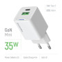 Мережевий зарядний пристрій ColorWay GaN Mini 35W PD Port PPS USB (Type-C PD + USB QC4.0) White (CW-CHS055PD-WT)