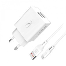 Зарядное устройство SkyDolphin SC30T (2USB, 2.1A) White (MZP-000113) + кабель Type-C