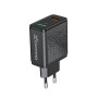 Сетевое зарядное устройство Grand-X Fast Charge 3-в-1 QC3.0, FCP, AFC, (1хUSB, 18W) Black (CH-650)