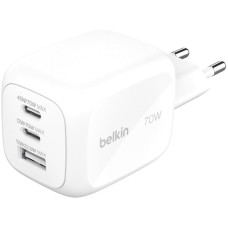 Мережевий зарядний пристрій Belkin BoostCharge Pro 3-Port GaN Wall Charger 70W White (WCH018HQWH)